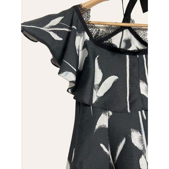 Sachin Babi NOIR Black White Lace Off The Shoulder Cocktail Dress Size 6 - Picture 15 of 16